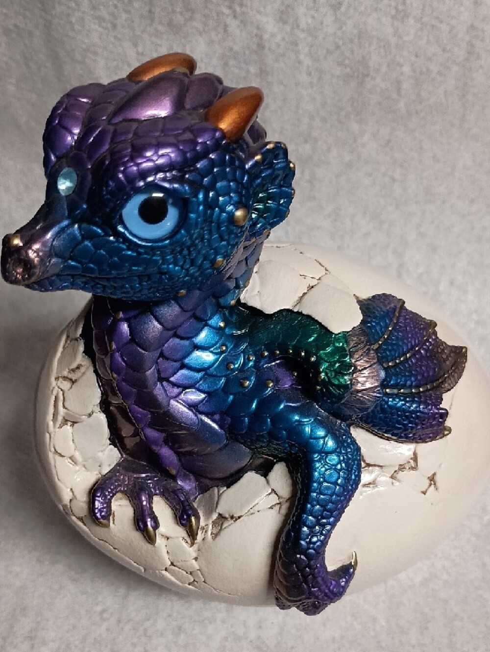 M Pena Windstone Editions Metallic Blue-Purple Dragon Figurine Home Accent 5 1/4 - Picture 5 of 8